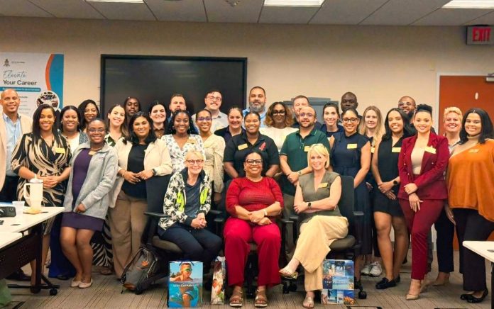The Leadership Cayman Class of 2026 with the facilitators and panelists taking part in the Media in Our Community seminar (Photo: Cayman Islands Chamber of Commerce)