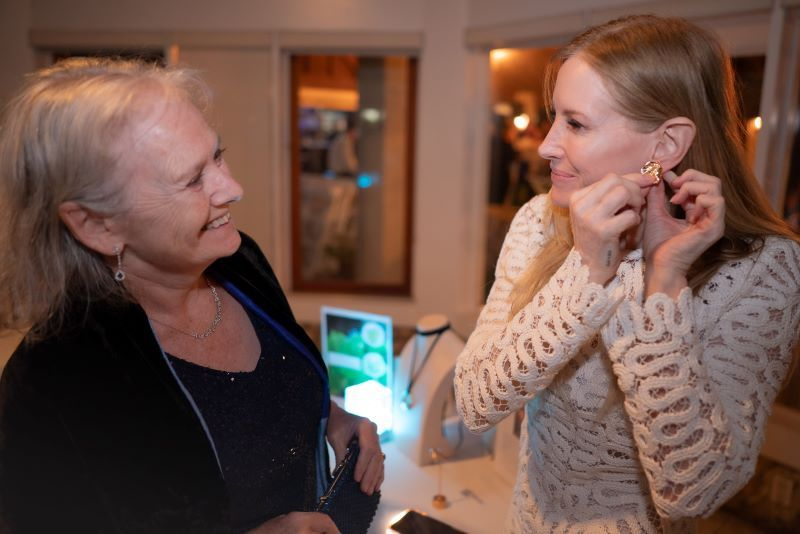Governor Jane Owen with the jewellery collection’s co-designer, Susan Foster (Photo: Charlotte Jackson)