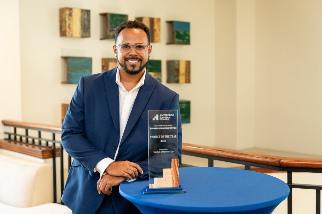 Project of the Year winner Goodman Powery with his award (Photo: Enterprise Cayman)