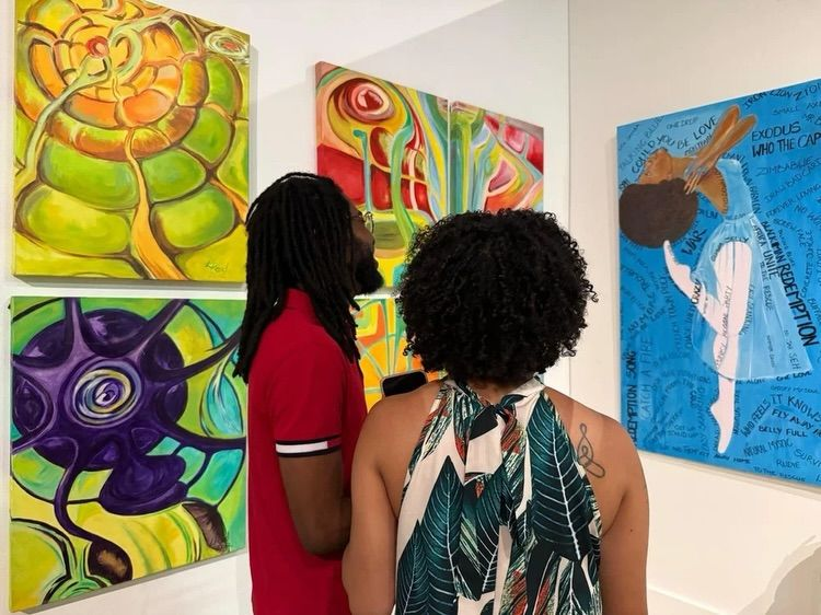 Work by Cayman artist Norma Reid at the Cayman Collections Centre (Photo: Cayman Art Week)