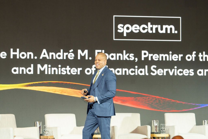 Premier André Ebanks delivers a keynote message at the conference (Photo: Spectrum)