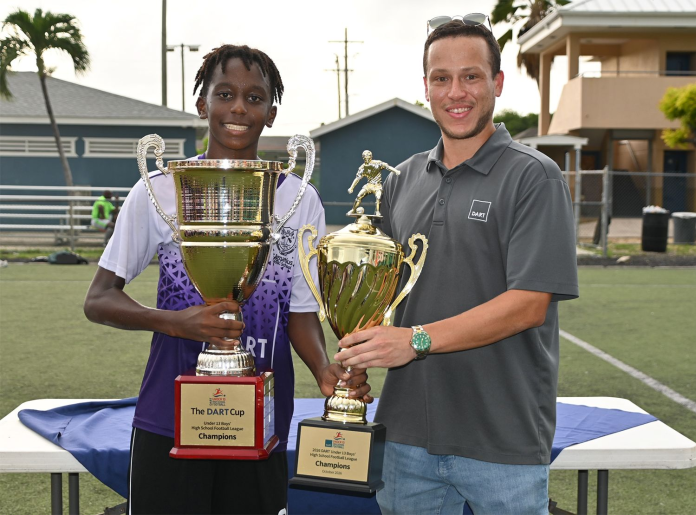 St Ignatius Catholic School won the Champions Cup in the 2026 Dart Under-13 Boys’ High School Football League (Photo: Cayman Youth Football Leagues)